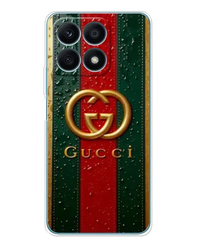 Чехол для Huawei Honor X8a с картинкой «Gucci — фирменная полоса и золото» Чехол для Huawei Honor X8a с картинкой «Gucci — фирменная полоса и золото»