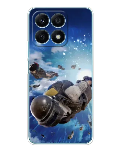 Чехол для Huawei Honor X8a с картинкой «Десант PUBG — прыжок»