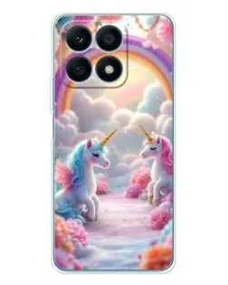 Чехол для Huawei Honor X8a с картинкой «Радуга и единороги» Чехол для Huawei Honor X8a с картинкой «Радуга и единороги»