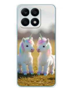 Чехол для Huawei Honor X8a с картинкой «Пара единорогов»