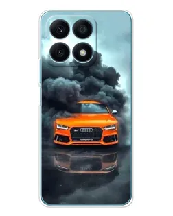 Чехол для Huawei Honor X8a с картинкой «Audi в облаках дыма»
