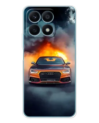 Чехол для Huawei Honor X8a с картинкой «Audi в огненном дыму» Чехол для Huawei Honor X8a с картинкой «Audi в огненном дыму»
