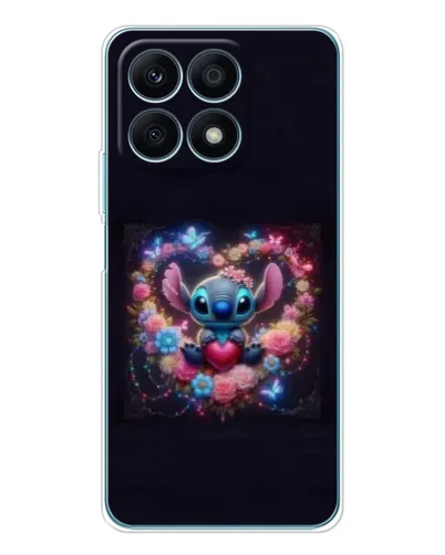 Чехол для Huawei Honor X8a с картинкой «Stitch в цветах»