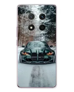 Чехол для Huawei Honor X9c с картинкой «BMW в зимнем лесу»