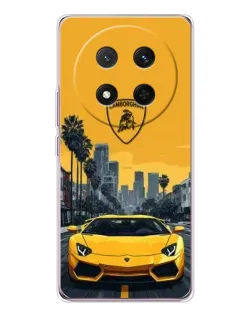 Чехол для Huawei Honor X9c с картинкой «Желтый Lamborghini город»