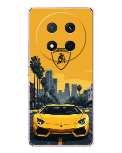 Чехол для Huawei Honor X9c с картинкой «Желтый Lamborghini город»