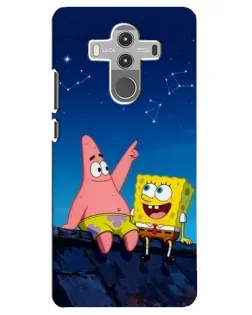 Чехол для Huawei Mate 10 Pro с картинкой «Губка Боб и Патрик ночью»