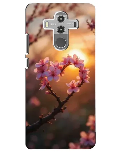 Чехол для Huawei Mate 10 Pro с картинкой «Розовый цвет сердце на фоне заката»