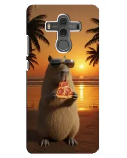 Чехол для Huawei Mate 10 с картинкой «Капибара с пиццей»