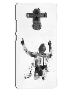 Чехол для Huawei Mate 10 с картинкой «Черно-белый силуэт Месси»