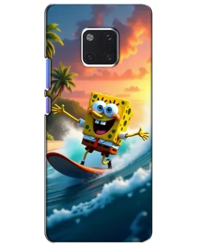 Чехол для Huawei Mate 20 Pro (LYA-L09, LYA-L29) с картинкой «Губка Боб серфингист»