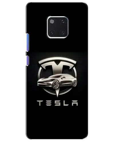 Чехол для Huawei Mate 20 Pro (LYA-L09, LYA-L29) с картинкой «Tesla — серебристое авто»