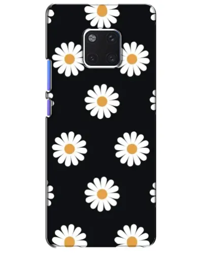 Чехол для Huawei Mate 20 Pro (LYA-L09, LYA-L29) с картинкой «Ромашки на черном»
