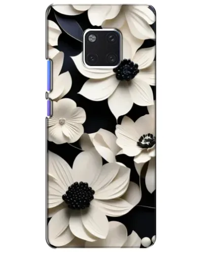 Чехол для Huawei Mate 20 Pro (LYA-L09, LYA-L29) с картинкой «Объемные белые цветы»