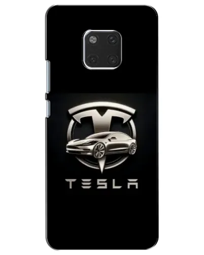 Чехол для Huawei Mate 20 (HMA-L09, HMA-L29) с картинкой «Tesla — серебристое авто»