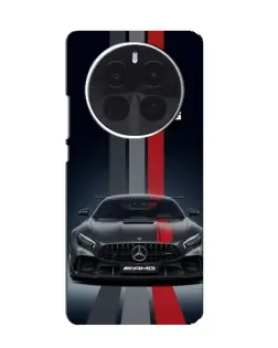 Чехол для Huawei Mate 70 Air с картинкой «Mercedes — белый карбон»