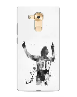 Чехол для Huawei Mate 8 (NXT) с картинкой «Черно-белый силуэт Месси»