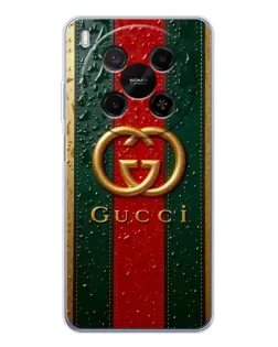 Чехол для Huawei Mate 80 Pro Max с картинкой «Gucci — фирменная полоса и золото»