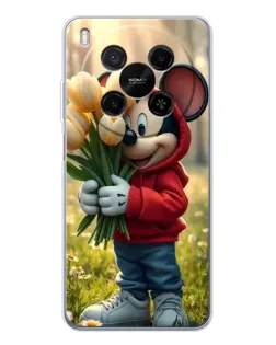 Чехол для Huawei Mate 80 Pro Max с картинкой «Микки с тюльпанами»