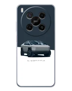 Чехол для Huawei Mate 80 Pro Max с картинкой «Серебристый Cybertruck Tesla»