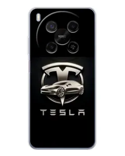 Чехол для Huawei Mate 80 Pro Max с картинкой «Tesla — серебристое авто»