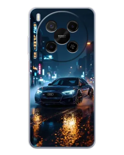 Чехол для Huawei Mate 80 Pro Max с картинкой «Ночной город и Audi»