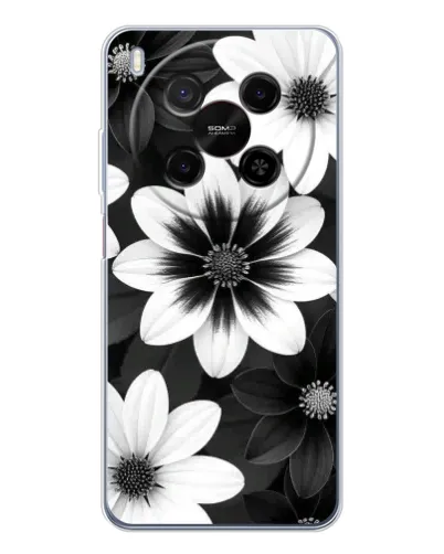 Чехол для Huawei Mate 80 Pro Max с картинкой «Монохромные астры»