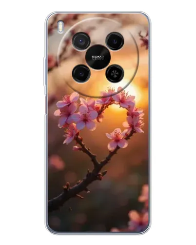 Чехол для Huawei Mate 80 Pro Max с картинкой «Розовый цвет сердце на фоне заката»