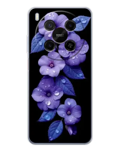 Чехол для Huawei Mate 80 Pro Max с картинкой «Фиолетовые цветы с росою»