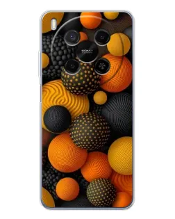 Чехол для Huawei Mate 80 Pro Max с картинкой «Объемные оранжевые сферы»