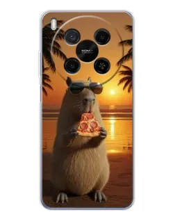 Чехол для Huawei Mate 80 Pro Max с картинкой «Капибара с пиццей»