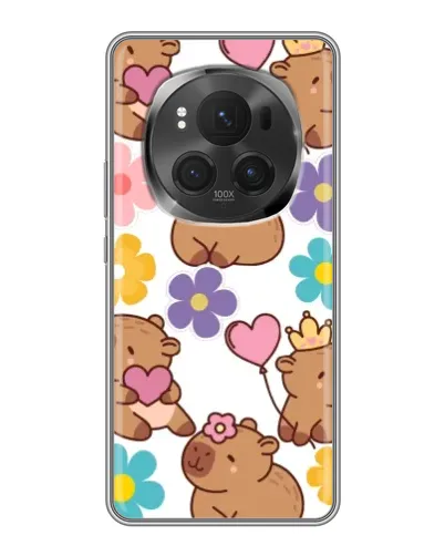 Чехол для Huawei Mate 80 RS Ultimate с картинкой «Цветочный паттерн капибар» Чехол для Huawei Mate 80 RS Ultimate с картинкой «Цветочный паттерн капибар»