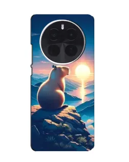 Чехол для Huawei Mate 80 с картинкой «Закат солнца с капибарой»