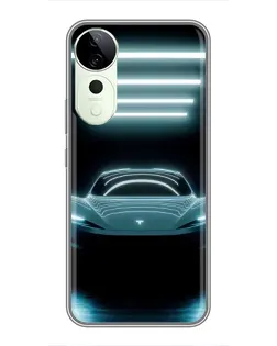 Чехол для Huawei nova 14 Energy с картинкой «Tesla в неоне»