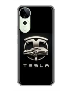 Чехол для Huawei nova 14 Energy с картинкой «Tesla — серебристое авто»