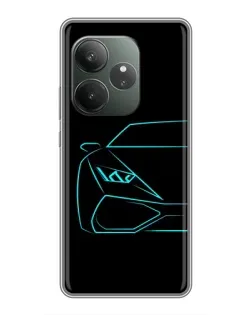 Чехол для Huawei nova 16z с картинкой «Голубой силуэт Lamborghini»