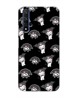 Чехол для Huawei Nova 5T с картинкой «Черный паттерн Kuromi»