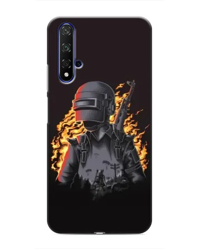 Чехол для Huawei Nova 5T с картинкой «PUBG — огненный силуэт»