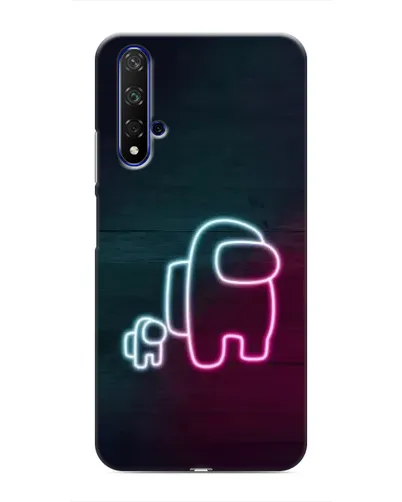 Чехол для Huawei Nova 5T с картинкой «Among Us неон-арт»