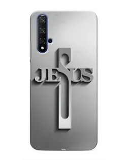 Чехол для Huawei Nova 5T с картинкой «Металлический крест Jesus»