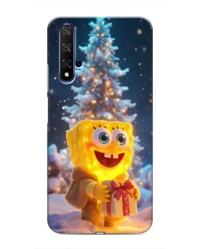 Чехол для Huawei Nova 5T с картинкой «Рождественский Спанч Боб»