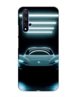 Чехол для Huawei Nova 5T с картинкой «Tesla в неоне»