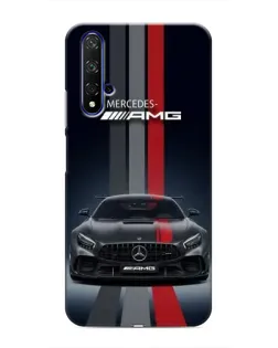 Чехол для Huawei Nova 5T с картинкой «Mercedes — белый карбон»