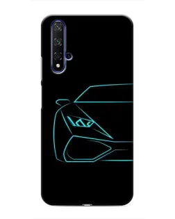 Чехол для Huawei Nova 5T с картинкой «Голубой силуэт Lamborghini»