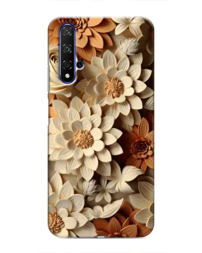 Чохол для Huawei Nova 5T з картинкою «Бежевий флористичний декор»