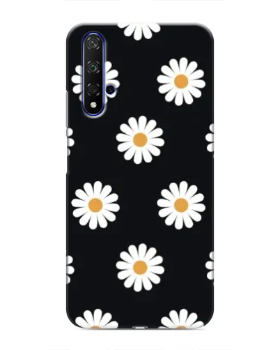 Чохол для Huawei Nova 5T з картинкою «Ромашки на чорному»