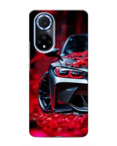 Чехол для Huawei Nova 9 SE с картинкой «Спортивная BMW и цветы»