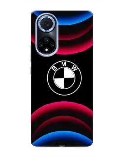 Чехол для Huawei Nova 9 SE с картинкой «Логотип BMW и неоновые дуги»