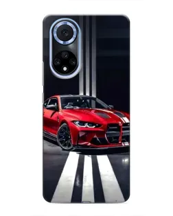 Чехол для Huawei Nova 9 SE с картинкой «Красная BMW на дороге»