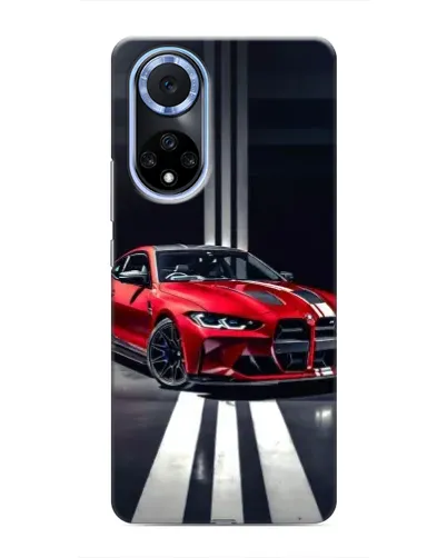 Чехол для Huawei Nova 9 SE с картинкой «Красная BMW на дороге»